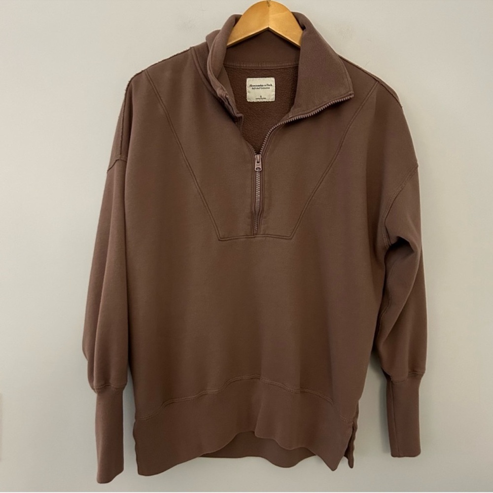 Abercrombie & Fitch Soft A&F Collection Brown Collared Pullover Sweatshirt